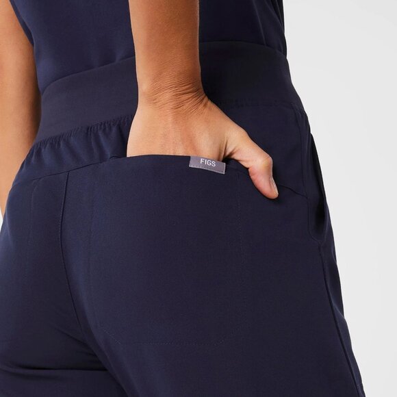 Figs High Waisted Isabel Wide Leg Scrub Pants in Navy, Size Small - Picture 6 of 10